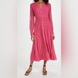 Jason Wu Long Sleeve V-Neck Chiffon Dress - Size 10